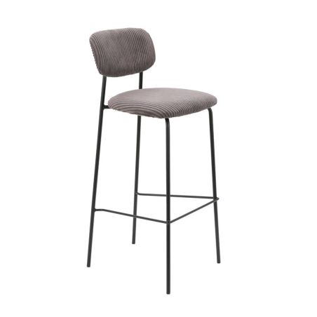 Tabouret de bar PAUL d'intérieur - Bois noir, tissu 92% PES 8% ny - acier gris taupe 24 · 24