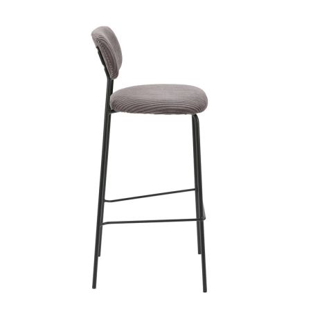 Tabouret de bar PAUL d'intérieur - Bois noir, tissu 92% PES 8% ny - acier gris taupe 24 · 24