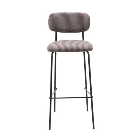 Tabouret de bar PAUL d'intérieur - Bois noir, tissu 92% PES 8% ny - acier gris taupe 24 · 24