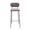 Tabouret de bar PAUL d'intérieur - Bois noir, tissu 92% PES 8% ny - acier gris taupe 24 · 24