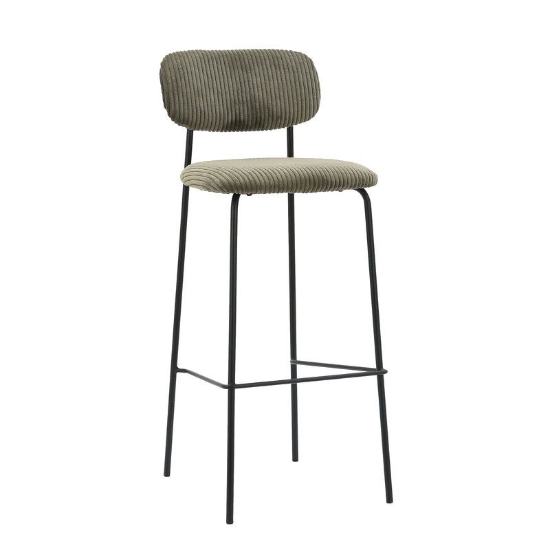 Tabouret de bar PAUL d'intérieur - Bois noir, tissu 92% PES 8% ny - acier olive 37 · 37