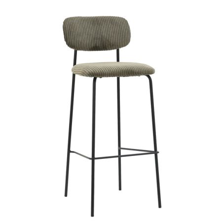 Tabouret de bar PAUL d'intérieur - Bois noir, tissu 92% PES 8% ny - acier olive 37 · 37