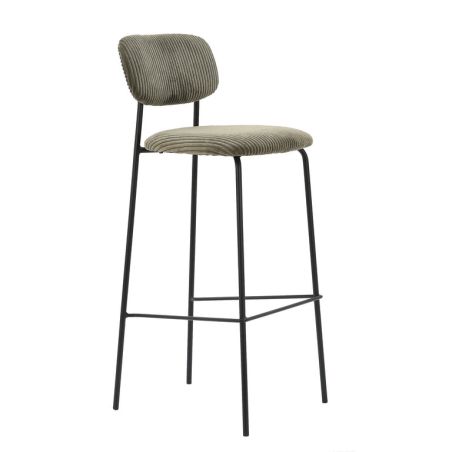 Tabouret de bar PAUL d'intérieur - Bois noir, tissu 92% PES 8% ny - acier olive 37 · 37