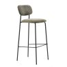 Tabouret de bar PAUL d'intérieur - Bois noir, tissu 92% PES 8% ny - acier olive 37 · 37