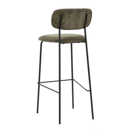 Tabouret de bar PAUL d'intérieur - Bois noir, tissu 92% PES 8% ny - acier olive 37 · 37