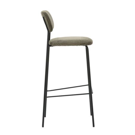 Tabouret de bar PAUL d'intérieur - Bois noir, tissu 92% PES 8% ny - acier olive 37 · 37