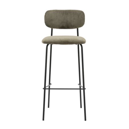 Tabouret de bar PAUL d'intérieur - Bois noir, tissu 92% PES 8% ny - acier olive 37 · 37