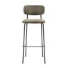 Tabouret de bar PAUL d'intérieur - Bois noir, tissu 92% PES 8% ny - acier olive 37 · 37