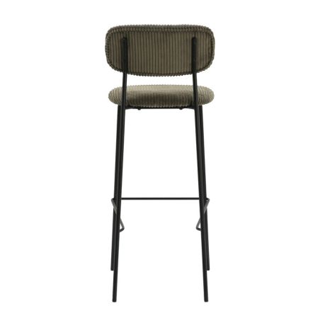 Tabouret de bar PAUL d'intérieur - Bois noir, tissu 92% PES 8% ny - acier olive 37 · 37