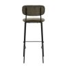 Tabouret de bar PAUL d'intérieur - Bois noir, tissu 92% PES 8% ny - acier olive 37 · 37