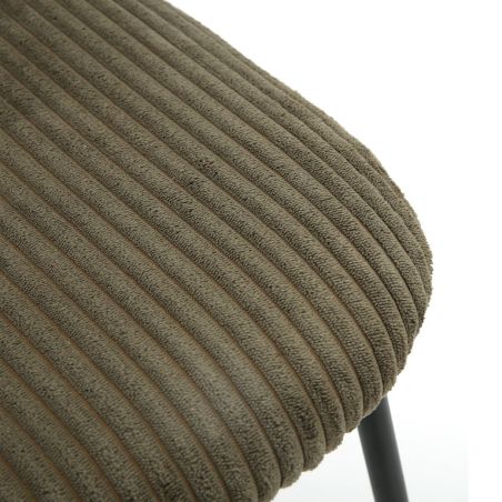 Tabouret de bar PAUL d'intérieur - Bois noir, tissu 92% PES 8% ny - acier olive 37 · 37