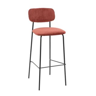 Tabouret de bar PAUL d'intérieur - Bois noir, tissu 92% PES 8% ny - acier tomette 57 · 57