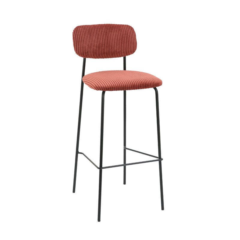 Tabouret de bar PAUL d'intérieur - Bois noir, tissu 92% PES 8% ny - acier tomette 57 · 57