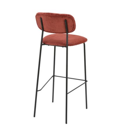 Tabouret de bar PAUL d'intérieur - Bois noir, tissu 92% PES 8% ny - acier tomette 57 · 57