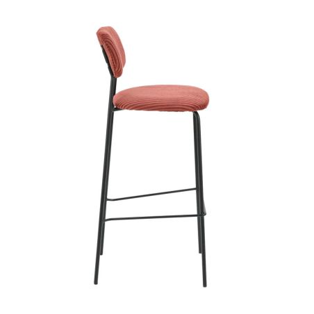 Tabouret de bar PAUL d'intérieur - Bois noir, tissu 92% PES 8% ny - acier tomette 57 · 57