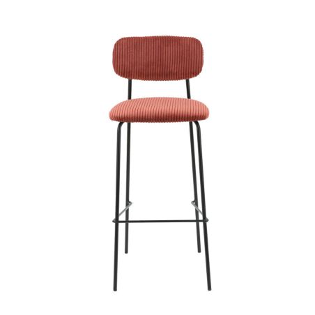 Tabouret de bar PAUL d'intérieur - Bois noir, tissu 92% PES 8% ny - acier tomette 57 · 57