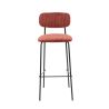 Tabouret de bar PAUL d'intérieur - Bois noir, tissu 92% PES 8% ny - acier tomette 57 · 57