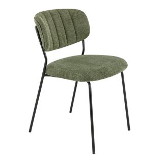 Chaise de restaurant SIMONE d'intérieur - Métal noir, tissu 95% PES 5 %ny - bois vert 39 · 39