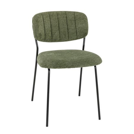 Chaise de restaurant SIMONE d'intérieur - Métal noir, tissu 95% PES 5 %ny - bois vert 39 · 39