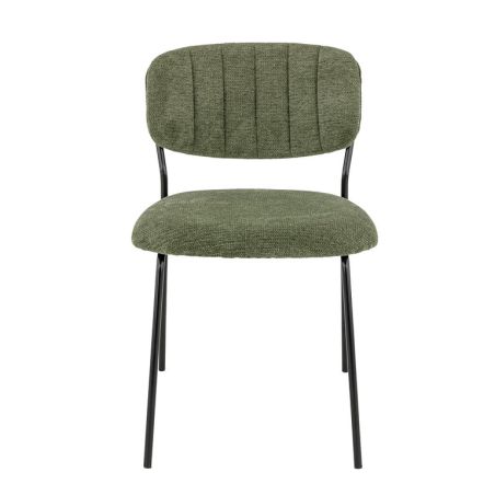 Chaise de restaurant SIMONE d'intérieur - Métal noir, tissu 95% PES 5 %ny - bois vert 39 · 39