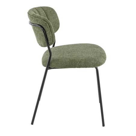 Chaise de restaurant SIMONE d'intérieur - Métal noir, tissu 95% PES 5 %ny - bois vert 39 · 39