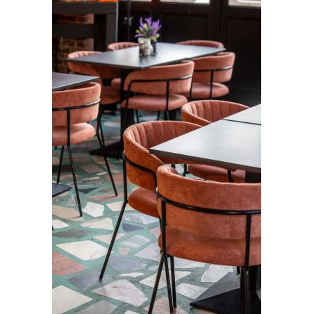 Fauteuil de restaurant RENE d'intérieur - Métal noir, tissu 95% PES 5 %ny - bois terra 59 · 59