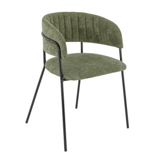 Fauteuil de restaurant RENE d'intérieur - Métal noir, tissu 95% PES 5 %ny - bois vert 39 · 39