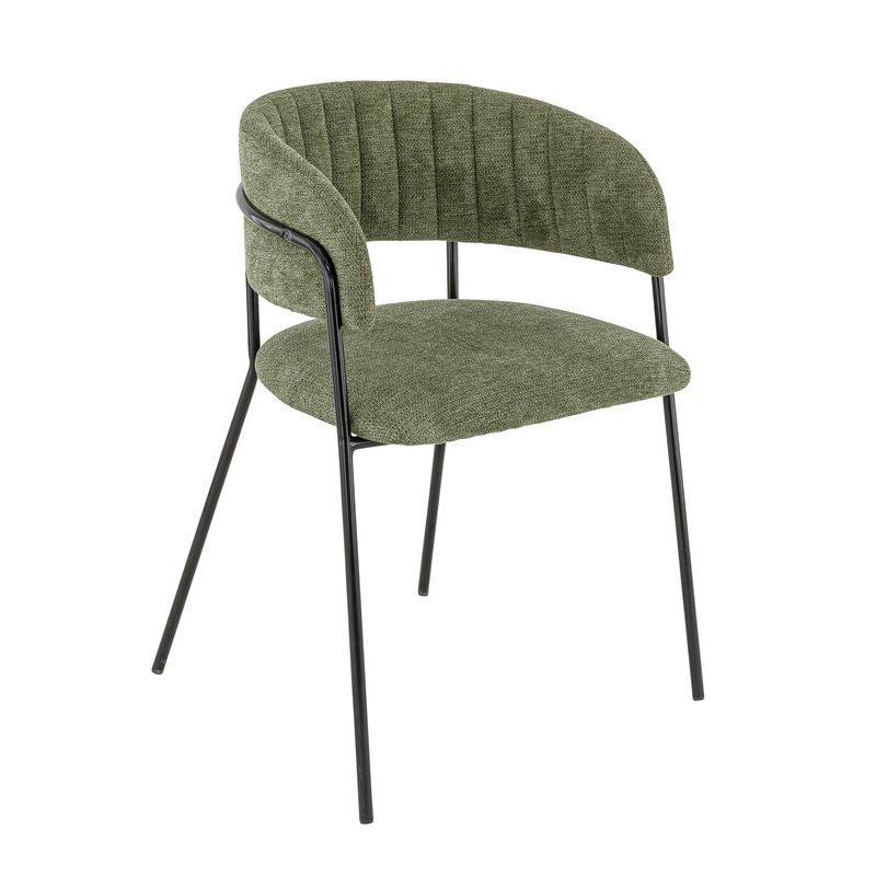 Fauteuil de restaurant RENE d'intérieur - Métal noir, tissu 95% PES 5 %ny - bois vert 39 · 39