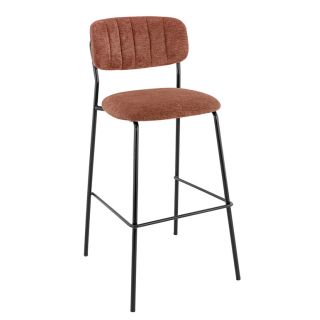 Tabouret de bar AUGUSTE d'intérieur - Métal noir, tissu 95% PES 5 %ny - bois terra 59 · 59