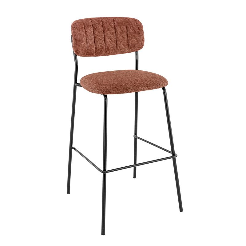 Tabouret de bar AUGUSTE d'intérieur - Métal noir, tissu 95% PES 5 %ny - bois terra 59 · 59
