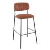 Tabouret de bar AUGUSTE d'intérieur - Métal noir, tissu 95% PES 5 %ny - bois terra 59 · 59