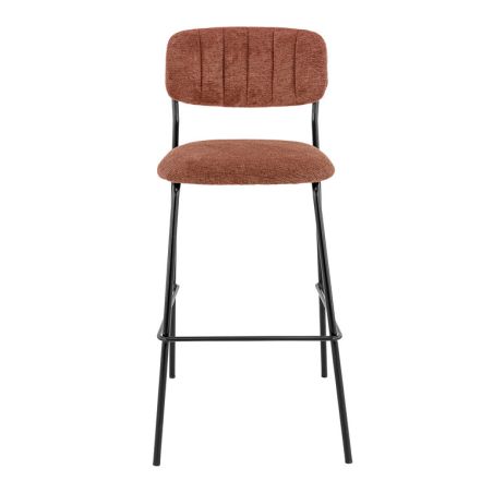 Tabouret de bar AUGUSTE d'intérieur - Métal noir, tissu 95% PES 5 %ny - bois terra 59 · 59