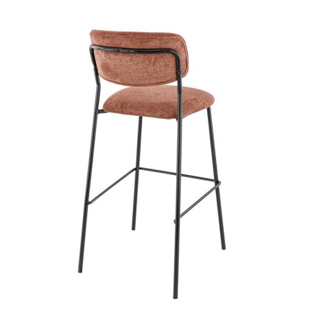 Tabouret de bar AUGUSTE d'intérieur - Métal noir, tissu 95% PES 5 %ny - bois terra 59 · 59