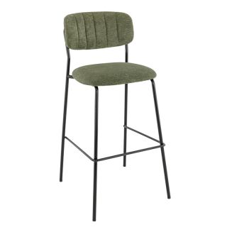 Tabouret de bar AUGUSTE d'intérieur - Métal noir, tissu 95% PES 5 %ny - bois vert 39 · 39