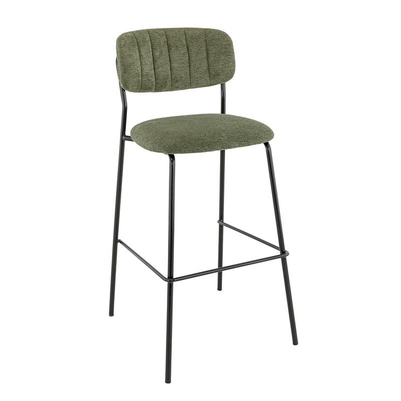 Tabouret de bar AUGUSTE d'intérieur - Métal noir, tissu 95% PES 5 %ny - bois vert 39 · 39