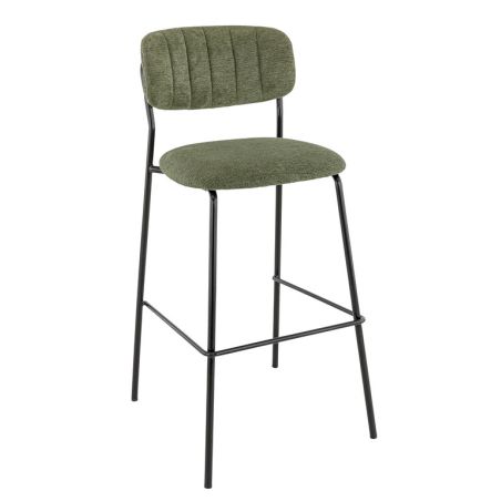 Tabouret de bar AUGUSTE d'intérieur - Métal noir, tissu 95% PES 5 %ny - bois vert 39 · 39