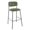 Tabouret de bar AUGUSTE d'intérieur - Métal noir, tissu 95% PES 5 %ny - bois vert 39 · 39