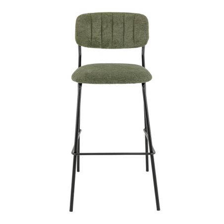 Tabouret de bar AUGUSTE d'intérieur - Métal noir, tissu 95% PES 5 %ny - bois vert 39 · 39