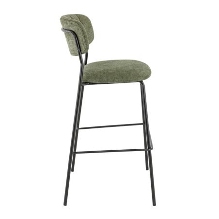 Tabouret de bar AUGUSTE d'intérieur - Métal noir, tissu 95% PES 5 %ny - bois vert 39 · 39