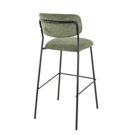 Tabouret de bar AUGUSTE d'intérieur - Métal noir, tissu 95% PES 5 %ny - bois vert 39 · 39