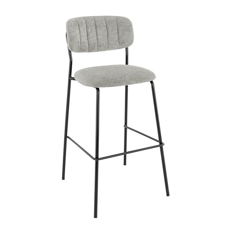 Tabouret de bar AUGUSTE d'intérieur - Métal noir, tissu 95% PES 5 %ny - bois gris clair 83 · 83