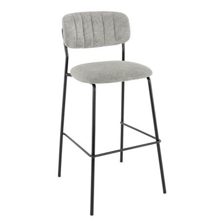 Tabouret de bar AUGUSTE d'intérieur - Métal noir, tissu 95% PES 5 %ny - bois gris clair 83 · 83