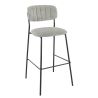 Tabouret de bar AUGUSTE d'intérieur - Métal noir, tissu 95% PES 5 %ny - bois gris clair 83 · 83