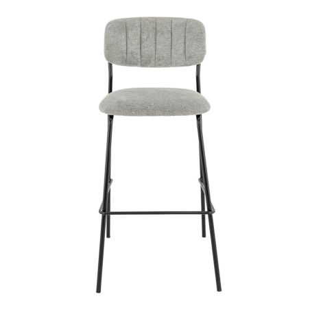 Tabouret de bar AUGUSTE d'intérieur - Métal noir, tissu 95% PES 5 %ny - bois gris clair 83 · 83
