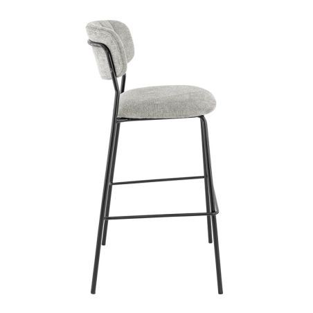 Tabouret de bar AUGUSTE d'intérieur - Métal noir, tissu 95% PES 5 %ny - bois gris clair 83 · 83