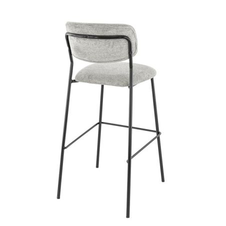 Tabouret de bar AUGUSTE d'intérieur - Métal noir, tissu 95% PES 5 %ny - bois gris clair 83 · 83