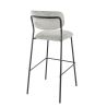 Tabouret de bar AUGUSTE d'intérieur - Métal noir, tissu 95% PES 5 %ny - bois gris clair 83 · 83