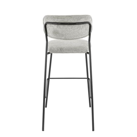 Tabouret de bar AUGUSTE d'intérieur - Métal noir, tissu 95% PES 5 %ny - bois gris clair 83 · 83
