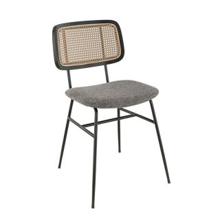 Chaise de restaurant NOELIA d'intérieur - Métal noir, tissu 100% PES - PVC gris 10 · 10