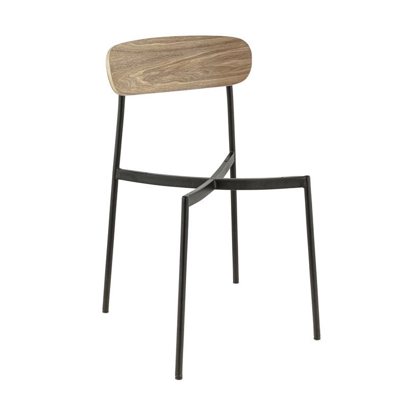 Assise ZOE d'intérieur - Métal noir, bois bois naturel
